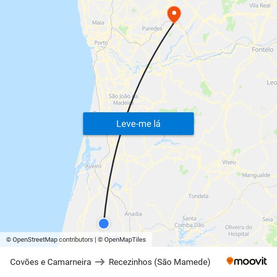 Covões e Camarneira to Recezinhos (São Mamede) map