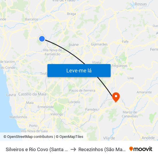 Silveiros e Rio Covo (Santa Eulália) to Recezinhos (São Mamede) map