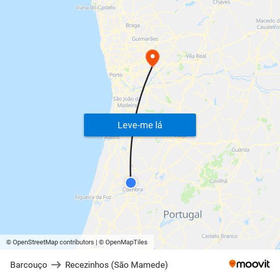 Barcouço to Recezinhos (São Mamede) map