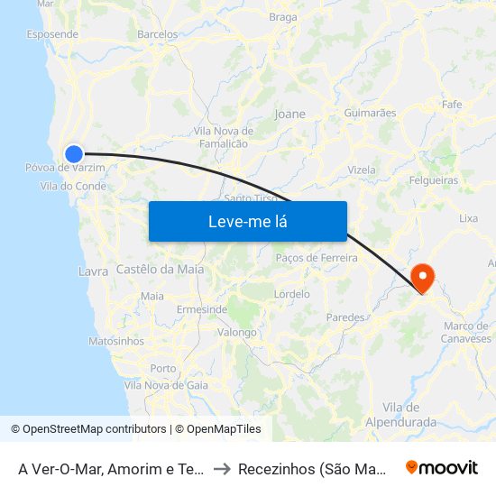 A Ver-O-Mar, Amorim e Terroso to Recezinhos (São Mamede) map