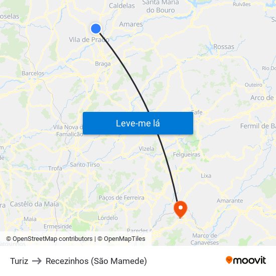 Turiz to Recezinhos (São Mamede) map