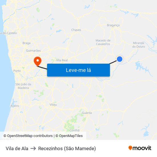 Vila de Ala to Recezinhos (São Mamede) map