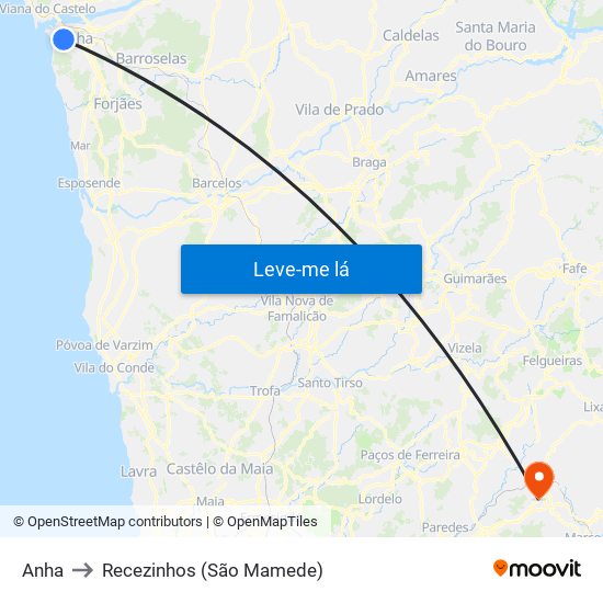 Anha to Recezinhos (São Mamede) map
