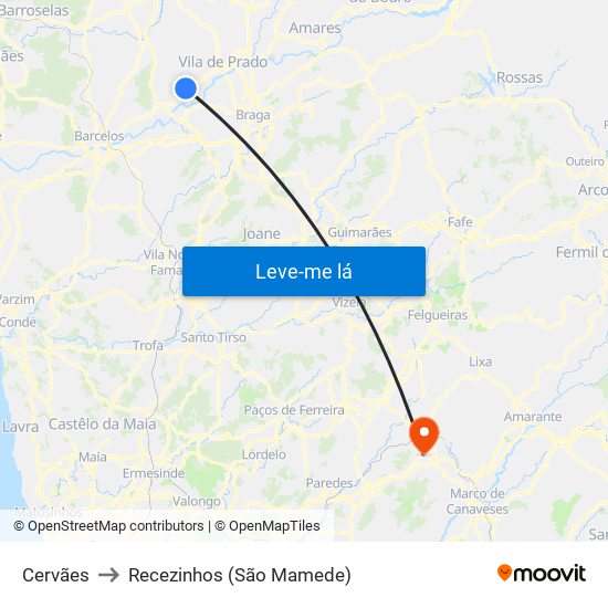 Cervães to Recezinhos (São Mamede) map