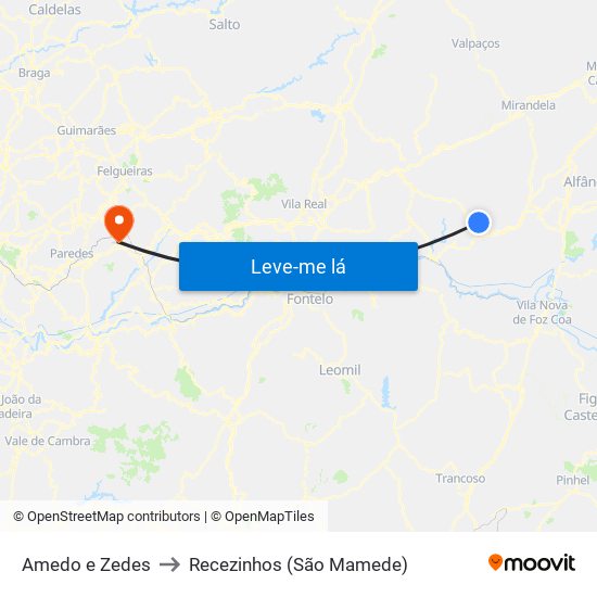 Amedo e Zedes to Recezinhos (São Mamede) map