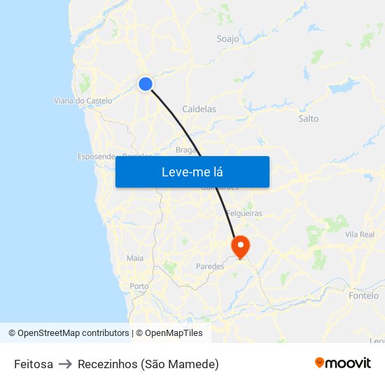 Feitosa to Recezinhos (São Mamede) map