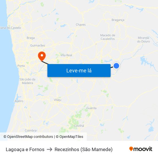 Lagoaça e Fornos to Recezinhos (São Mamede) map