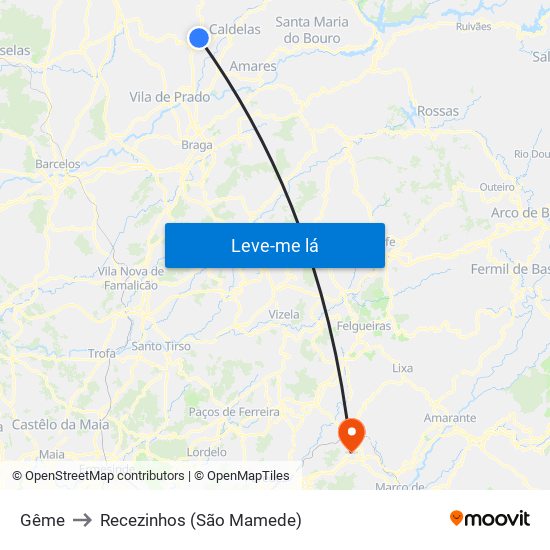 Gême to Recezinhos (São Mamede) map