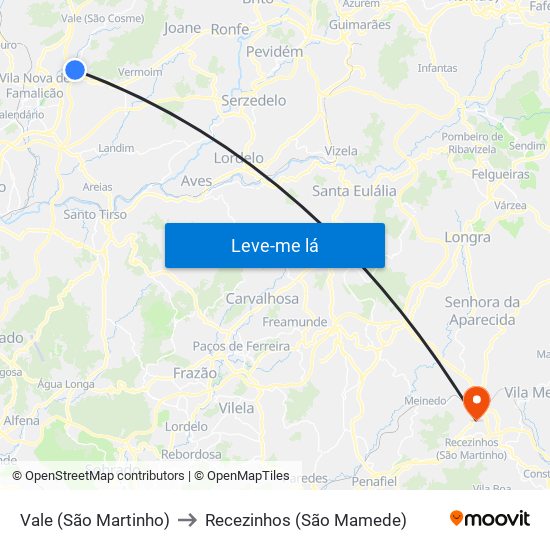 Vale (São Martinho) to Recezinhos (São Mamede) map