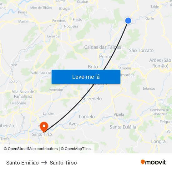 Santo Emilião to Santo Tirso map