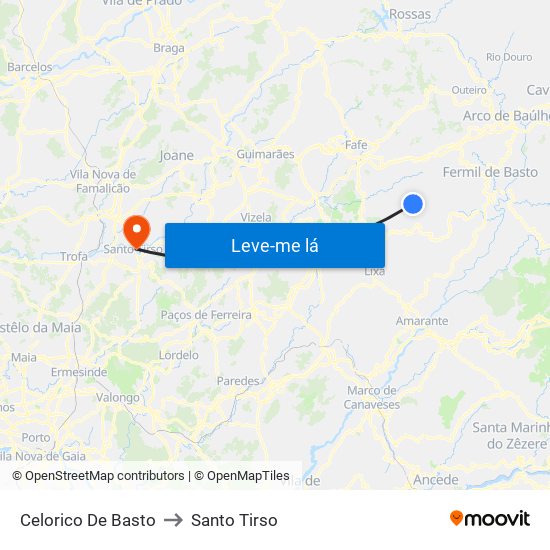 Celorico De Basto to Santo Tirso map