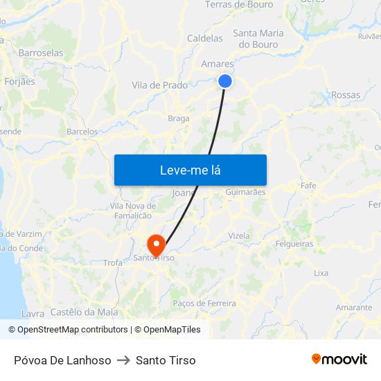 Póvoa De Lanhoso to Santo Tirso map