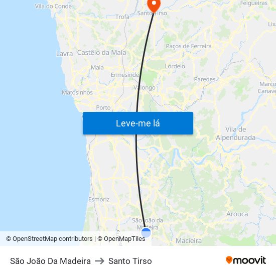 São João Da Madeira to Santo Tirso map