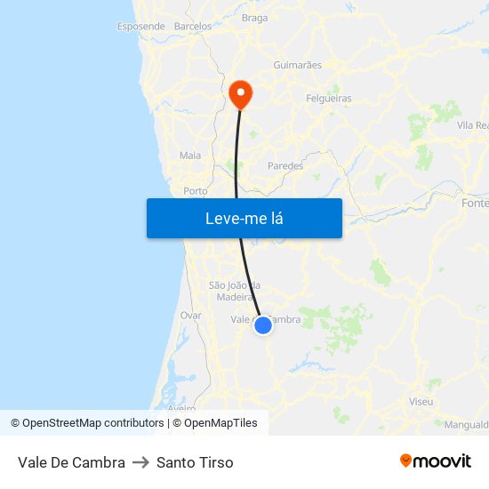 Vale De Cambra to Santo Tirso map