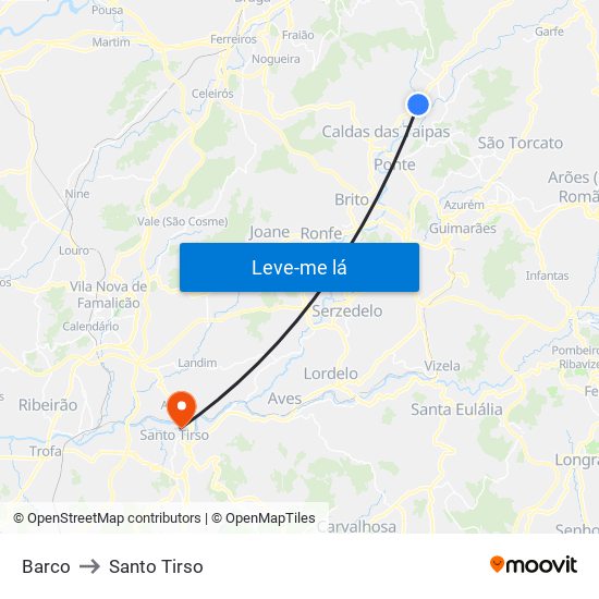 Barco to Santo Tirso map