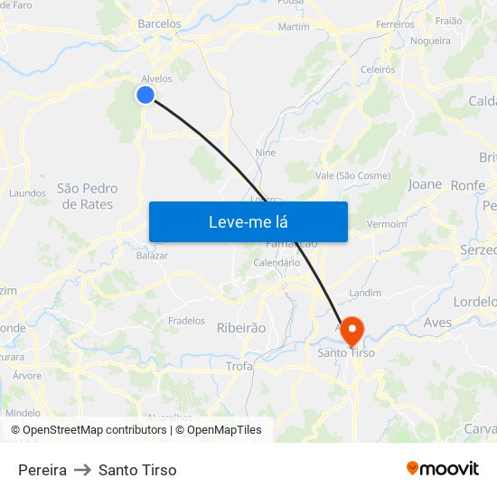 Pereira to Santo Tirso map