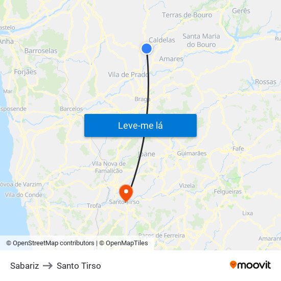 Sabariz to Santo Tirso map