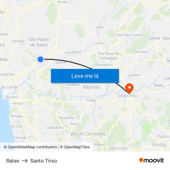 Rates to Santo Tirso map