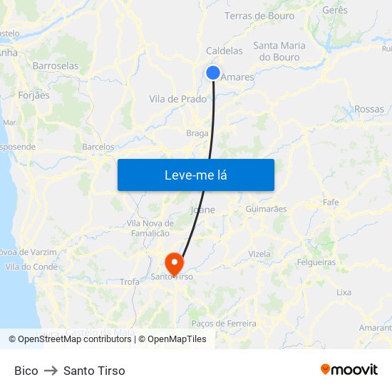 Bico to Santo Tirso map