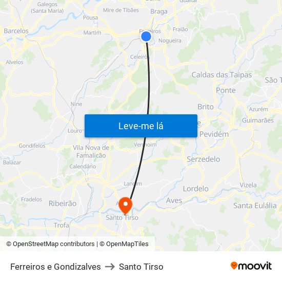 Ferreiros e Gondizalves to Santo Tirso map