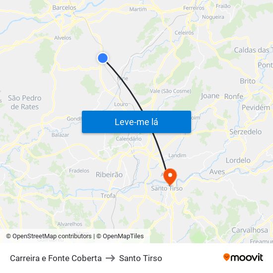 Carreira e Fonte Coberta to Santo Tirso map