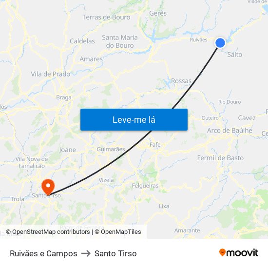 Ruivães e Campos to Santo Tirso map