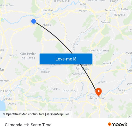 Gilmonde to Santo Tirso map
