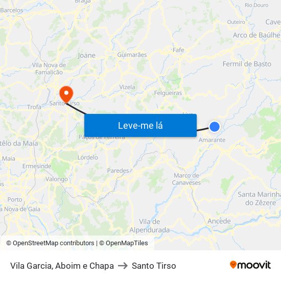 Vila Garcia, Aboim e Chapa to Santo Tirso map