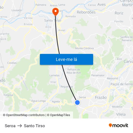 Seroa to Santo Tirso map