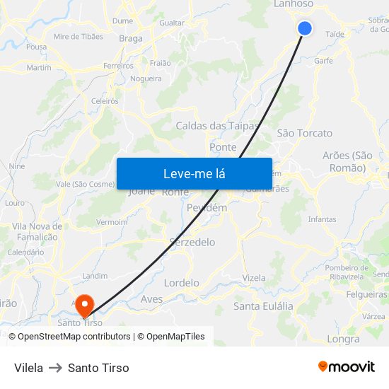 Vilela to Santo Tirso map