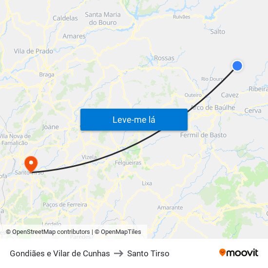 Gondiães e Vilar de Cunhas to Santo Tirso map