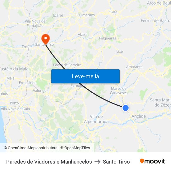 Paredes de Viadores e Manhuncelos to Santo Tirso map