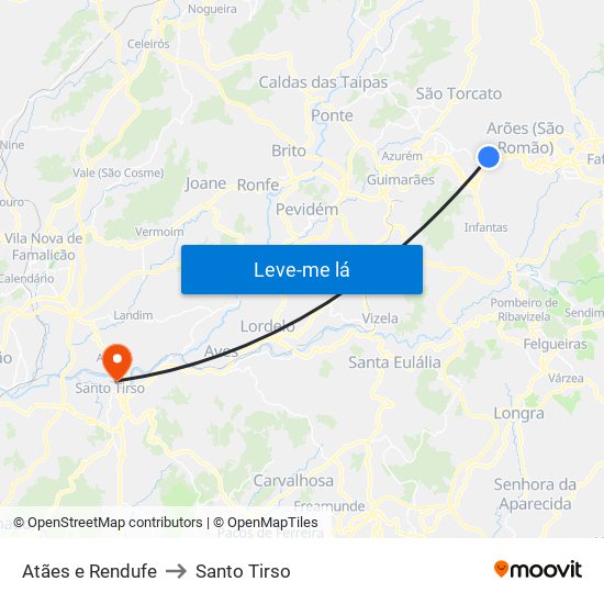 Atães e Rendufe to Santo Tirso map