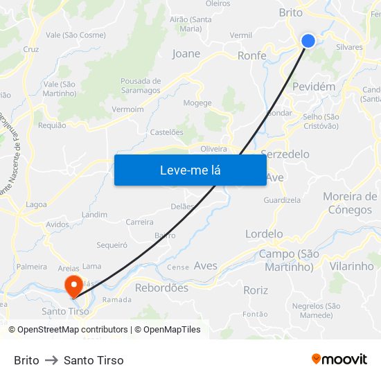 Brito to Santo Tirso map