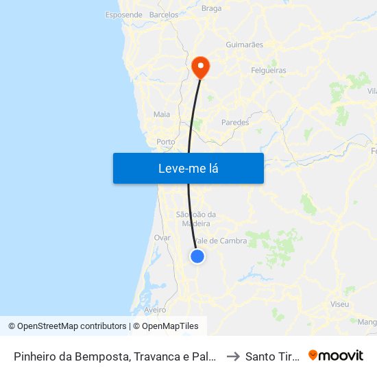 Pinheiro da Bemposta, Travanca e Palmaz to Santo Tirso map