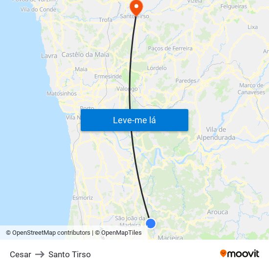 Cesar to Santo Tirso map