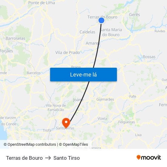 Terras de Bouro to Santo Tirso map