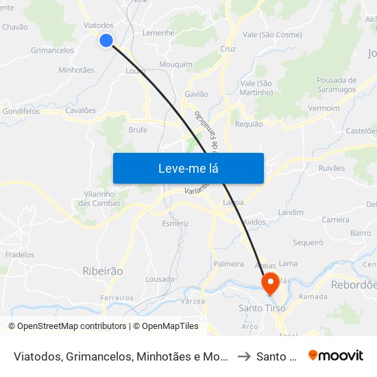 Viatodos, Grimancelos, Minhotães e Monte de Fralães to Santo Tirso map