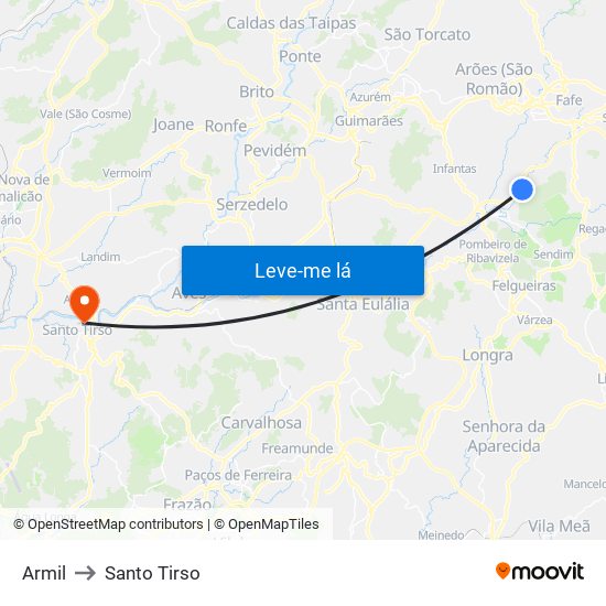 Armil to Santo Tirso map