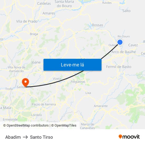 Abadim to Santo Tirso map