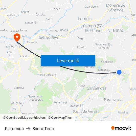 Raimonda to Santo Tirso map