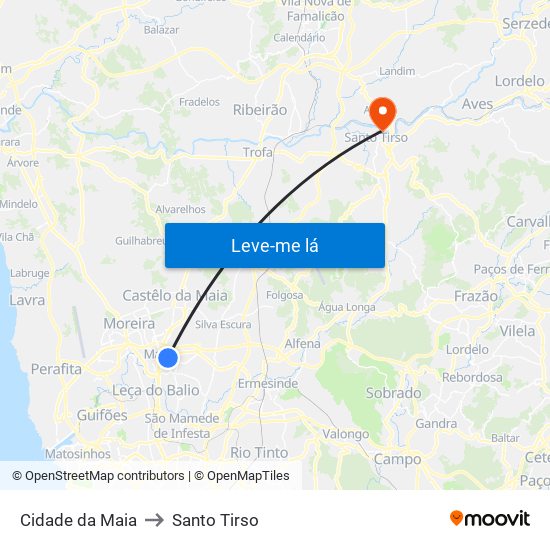 Cidade da Maia to Santo Tirso map