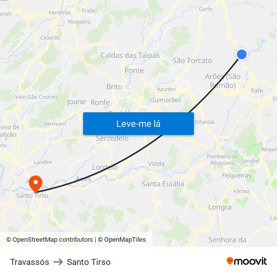 Travassós to Santo Tirso map