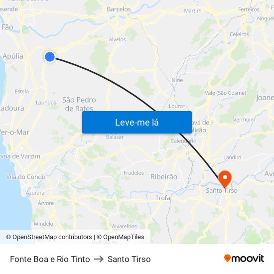 Fonte Boa e Rio Tinto to Santo Tirso map