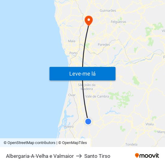 Albergaria-A-Velha e Valmaior to Santo Tirso map