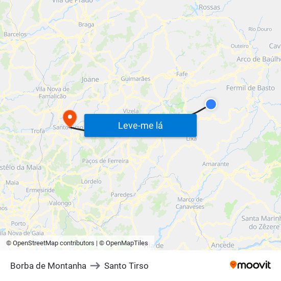 Borba de Montanha to Santo Tirso map