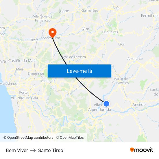 Bem Viver to Santo Tirso map