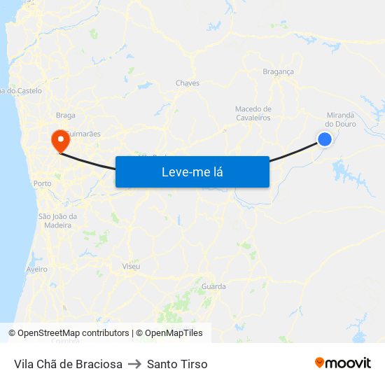 Vila Chã de Braciosa to Santo Tirso map