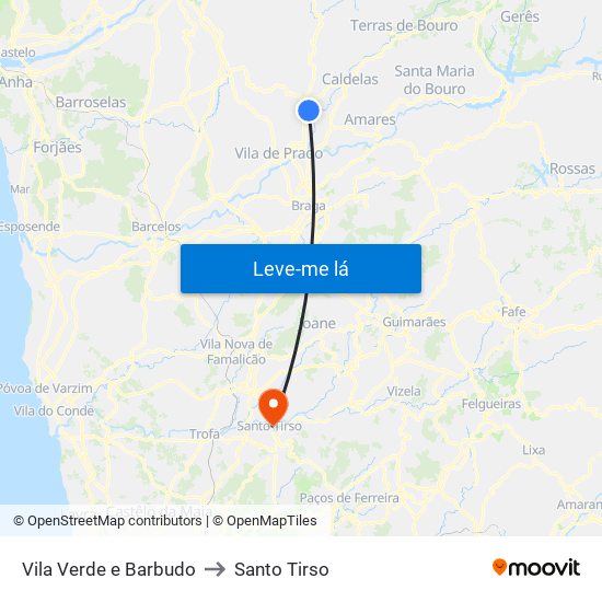 Vila Verde e Barbudo to Santo Tirso map