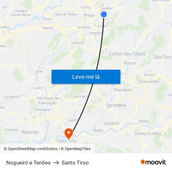 Nogueiró e Tenões to Santo Tirso map